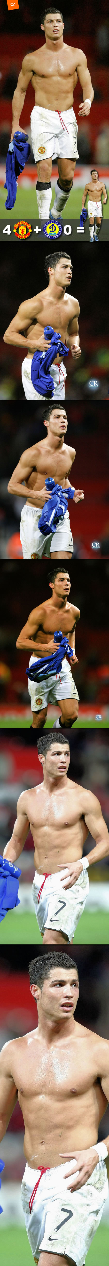 4 + 0 = Cristiano Ronaldo sin Camiseta