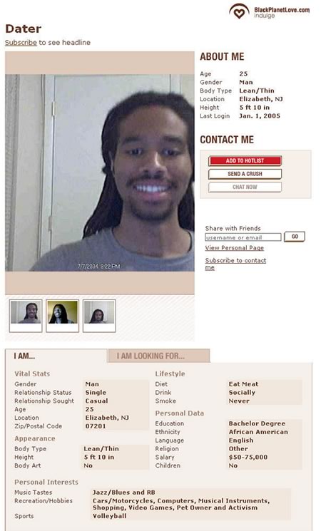 Anwar Robinson's personal ad on BlackPlanet.com