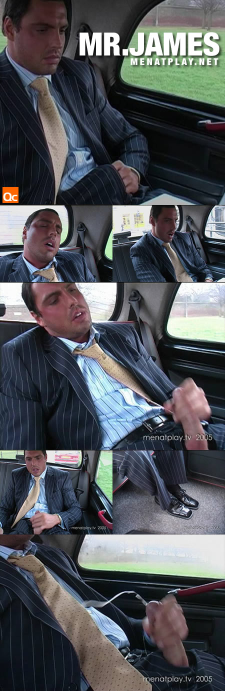 Mr. James jerks off in a London cab