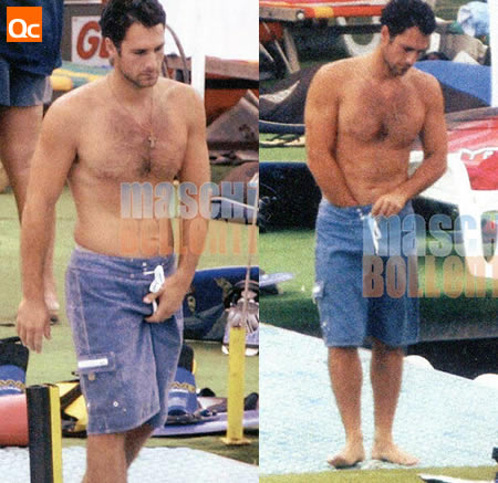 Raoul Bova adjusts his crotch. Perhaps it was itching