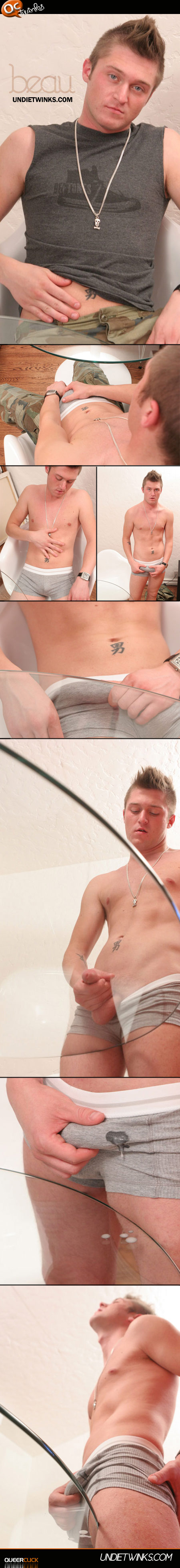 strips down and cumsunder the table