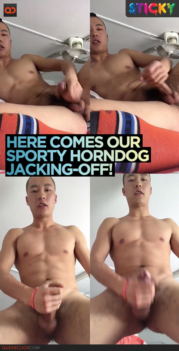 Here Comes Our Sporty Horndog Jacking-Off!