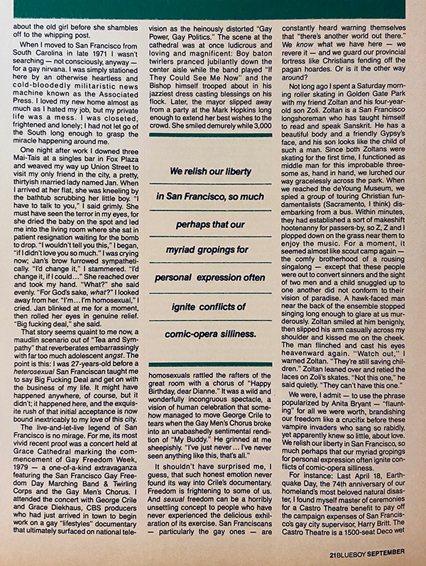 Armistead Maupin in Blueboy Magazine (1980)
