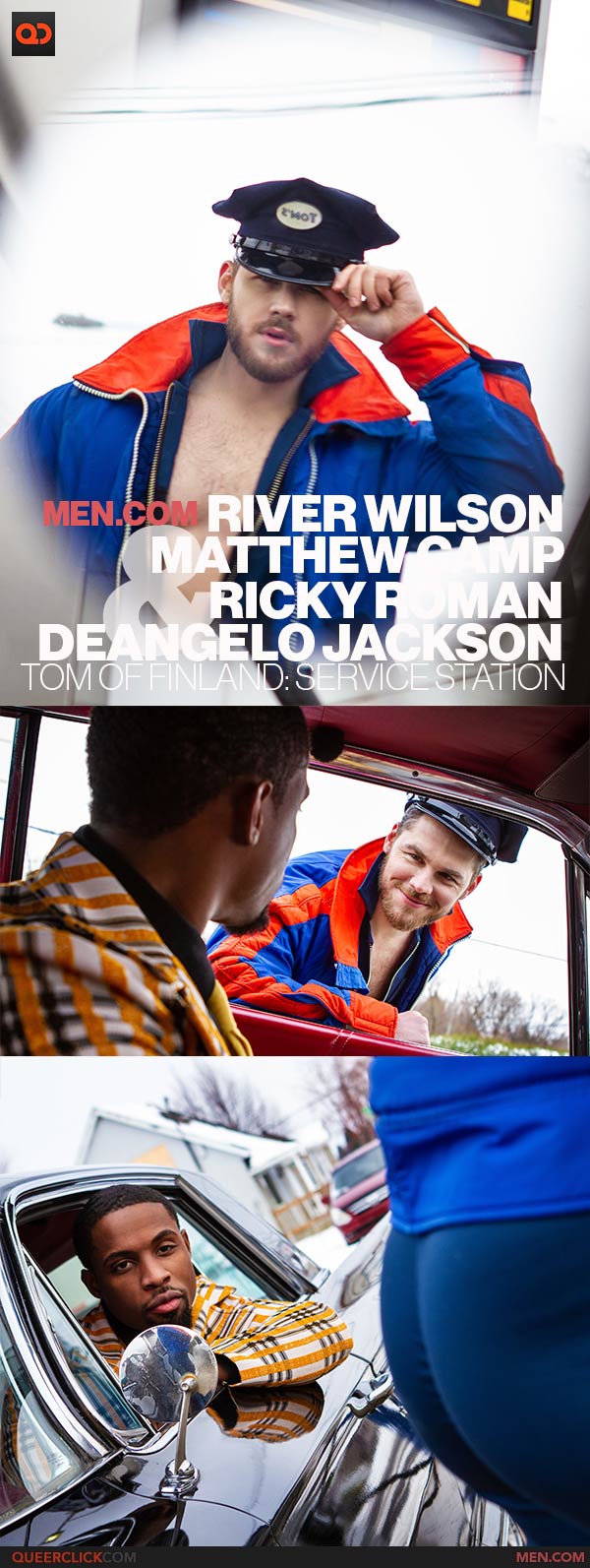 Men.com: Tom Of Finland: Service Station - River Wilson, Ricky Roman, Matthew Camp and DeAngelo Jackson