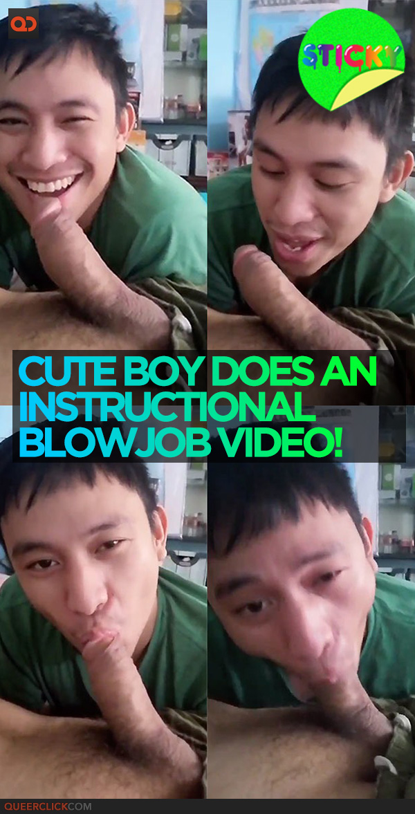 Cute Boy Does An Instructional Blowjob Video!