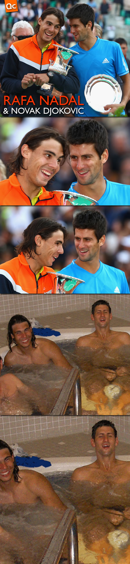 Rafael Nadal y Novak Djokovic  en el Jacuzi