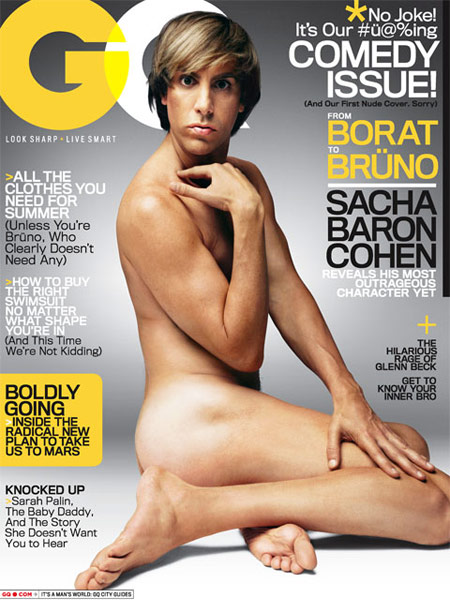 GQ First Nude Cover Features Sacha Cohen Baron's Bruno
