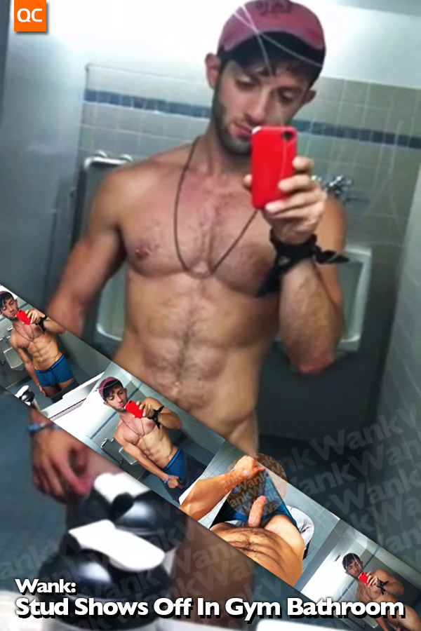 Wank: Stud Shows Off In Gym Bathroom.