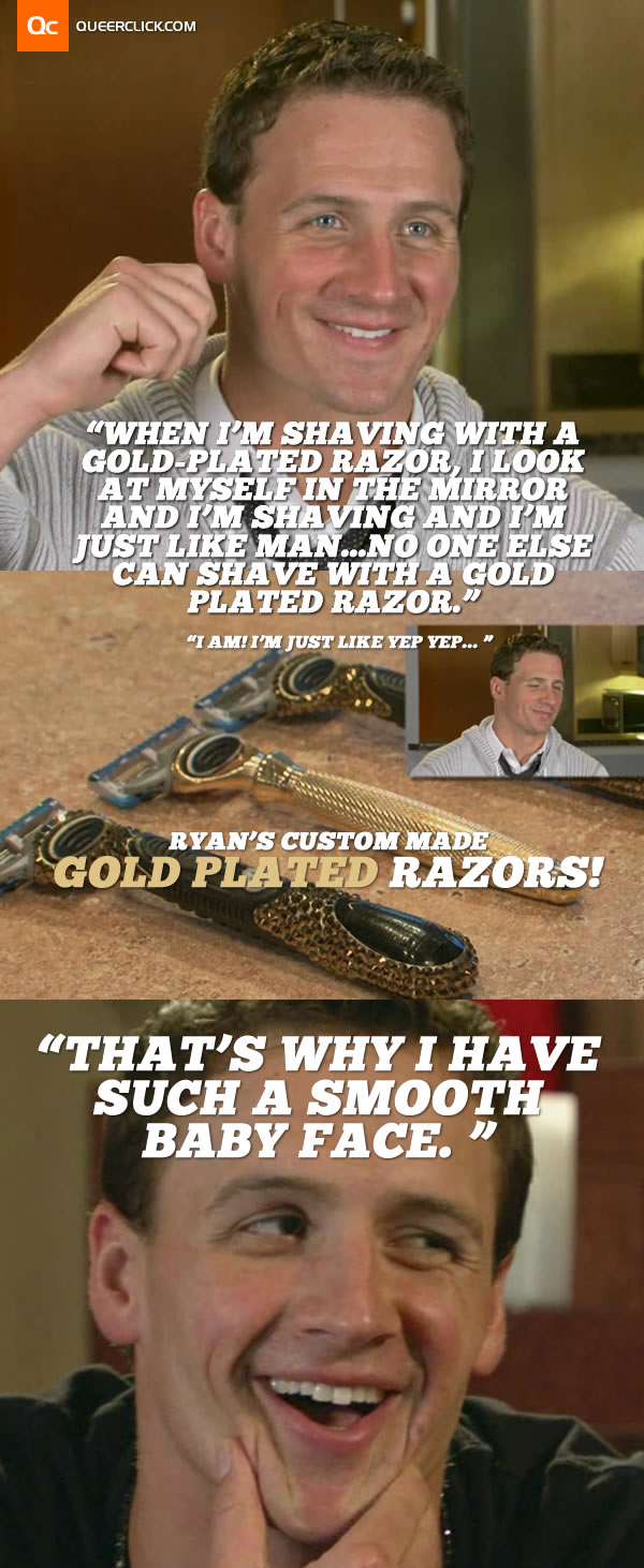 Ryan Lochte Shaving With Gold-Plated Razors