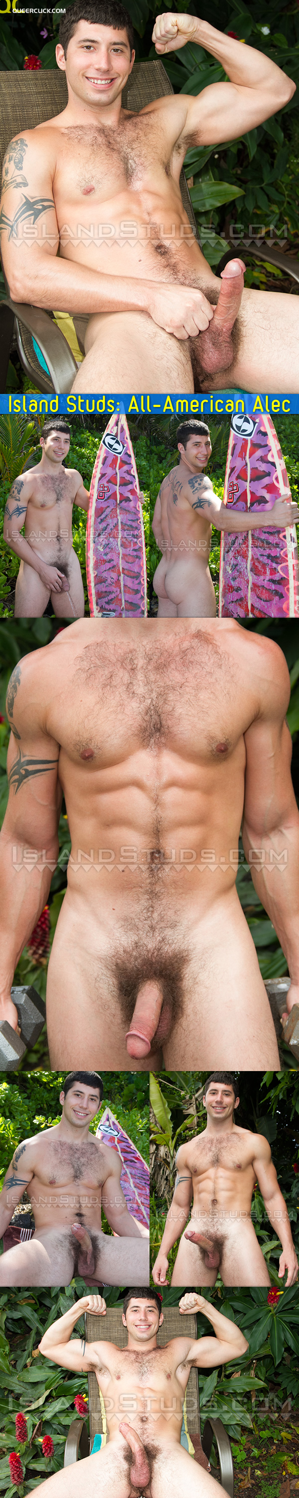 Island Studs: All-American Alec is Back! Big Dick Muscle Jock Surfs Naked & Busts Outdoors in Hawaii!