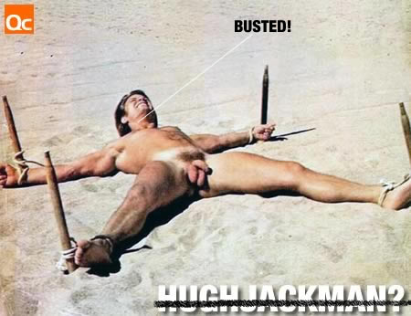 Hugh Jackman nude in the sand