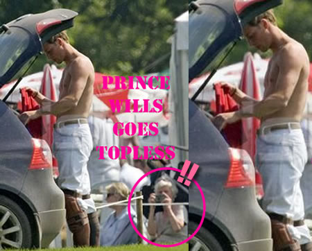 Prince William topless at charity polo game