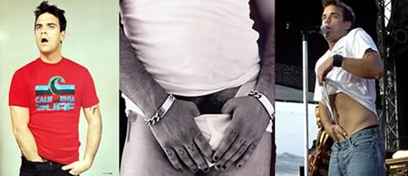 Robbie Williams loves to touch his crotch!