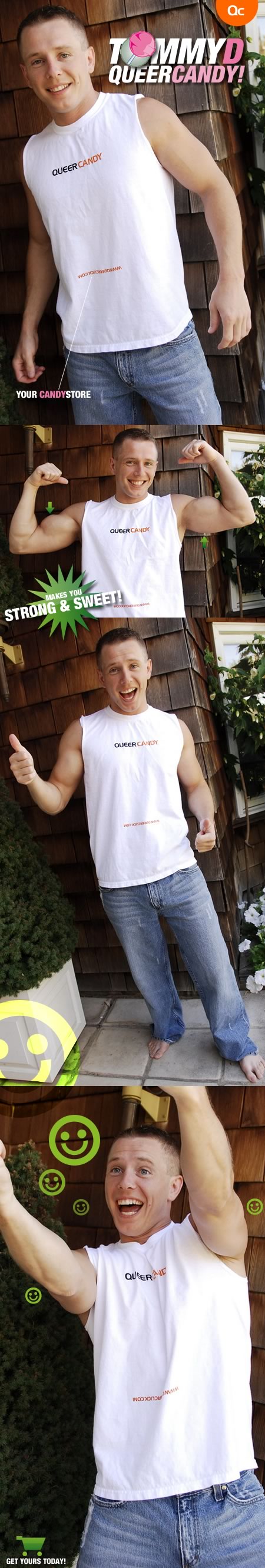 Tommy D looking all smiley and sexy in our Queer Candy Tee!