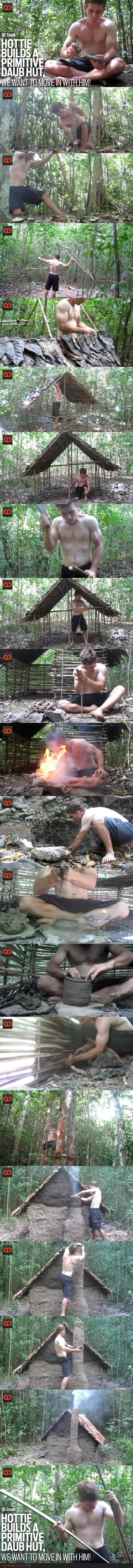 Hottie Builds A Primitive Daub Hut, We Want To Move In With Him!