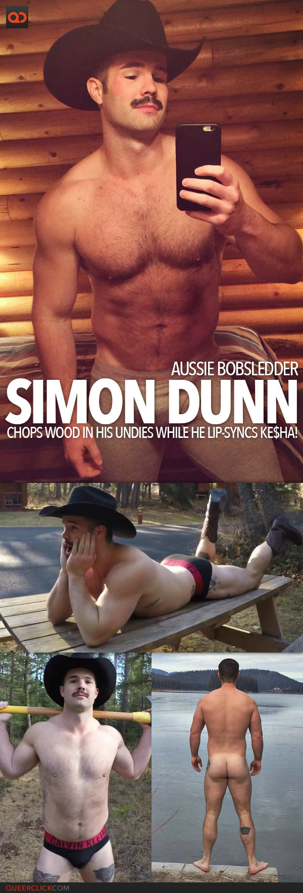 Aussie Bobsledded Simon Dunn Chops Wood In His Undies While Lip-Syncs Ke$ha!