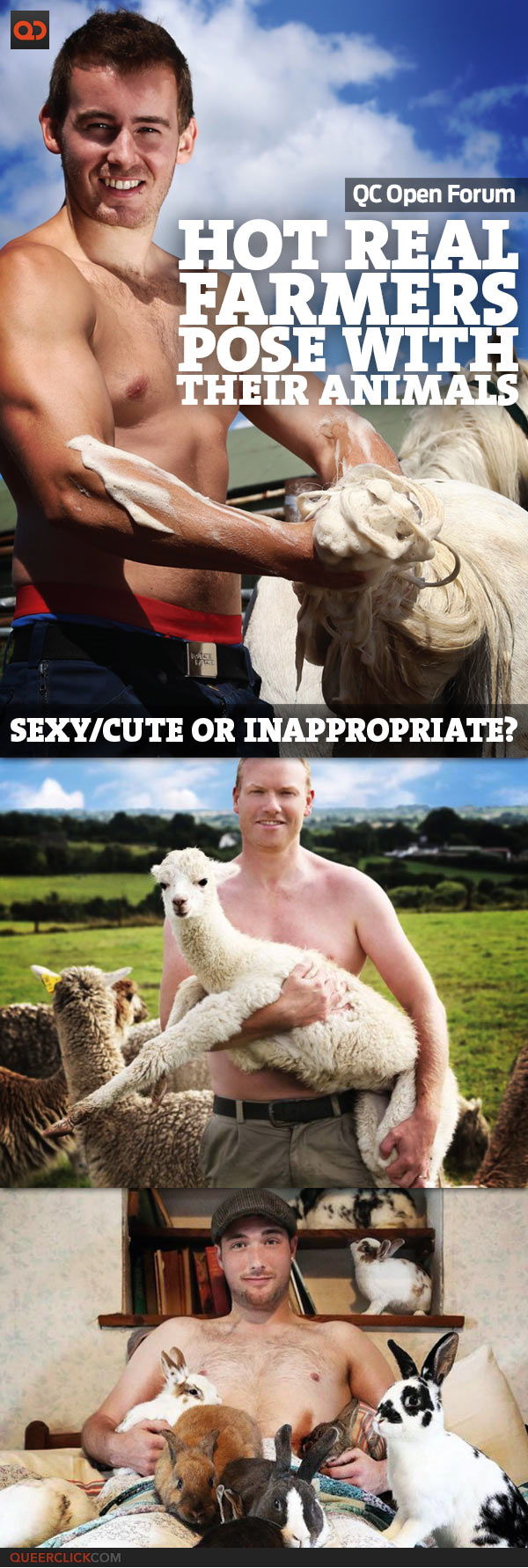 QC Open Forum: Hot Real Farmers Pose With Their Animals - Sexy/Cute Or Inappropriate?