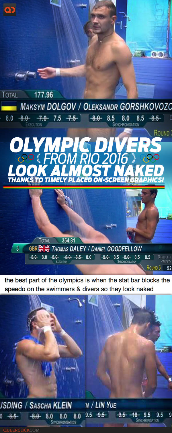 Olympic Divers From Rio 2016 Look “Almost” Naked Thanks To Timely Placed On-Screen Graphics!