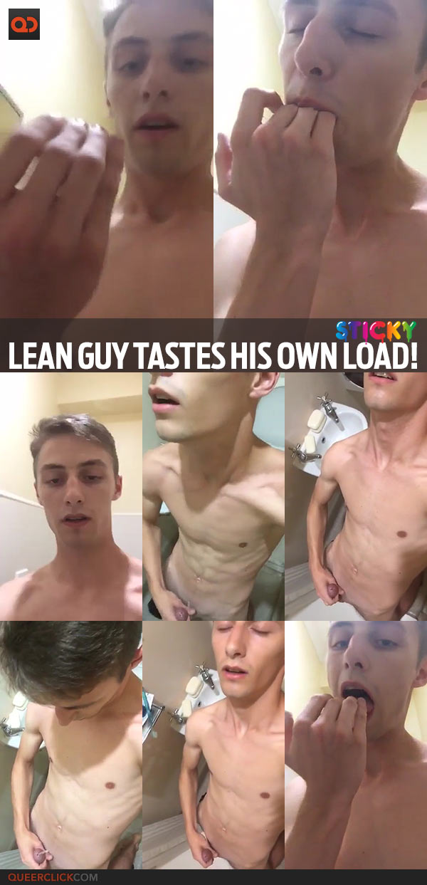 Lean Guy Tastes His Own Load!