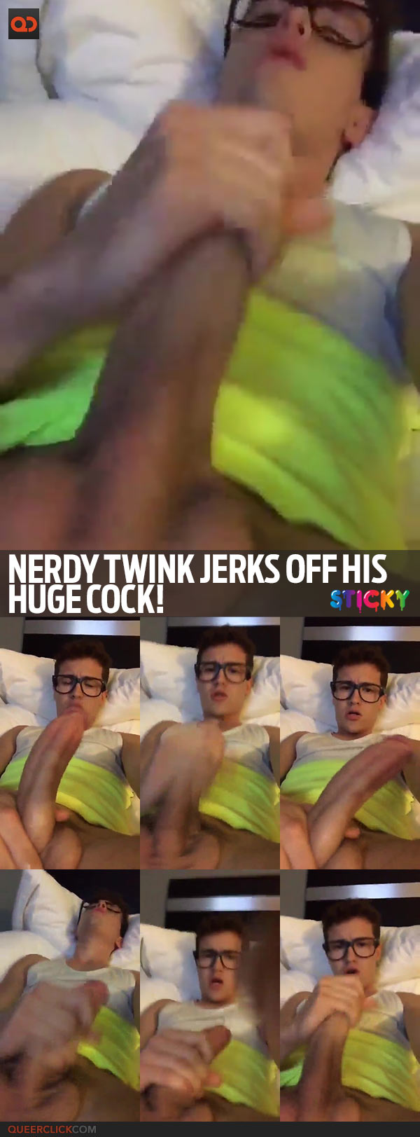Nerdy Twink Jerks Off His Huge Cock!