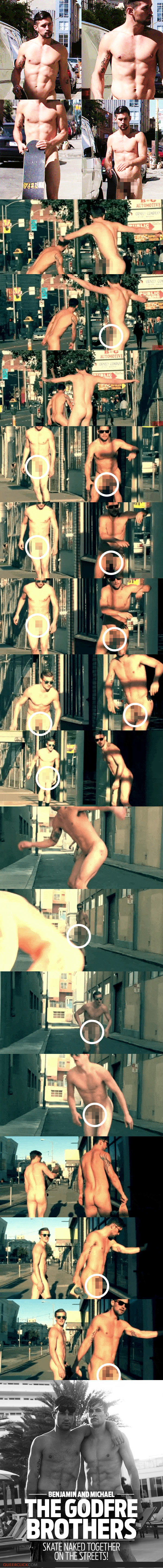 The Godfre Brothers, Benjamin And Michael, Skate Naked Together On The Streets!