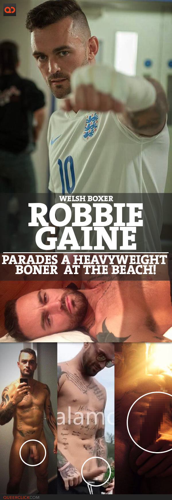 Robbie Gaine, Welsh Boxer, Parades A HeavyWeight Boner At the Beach!