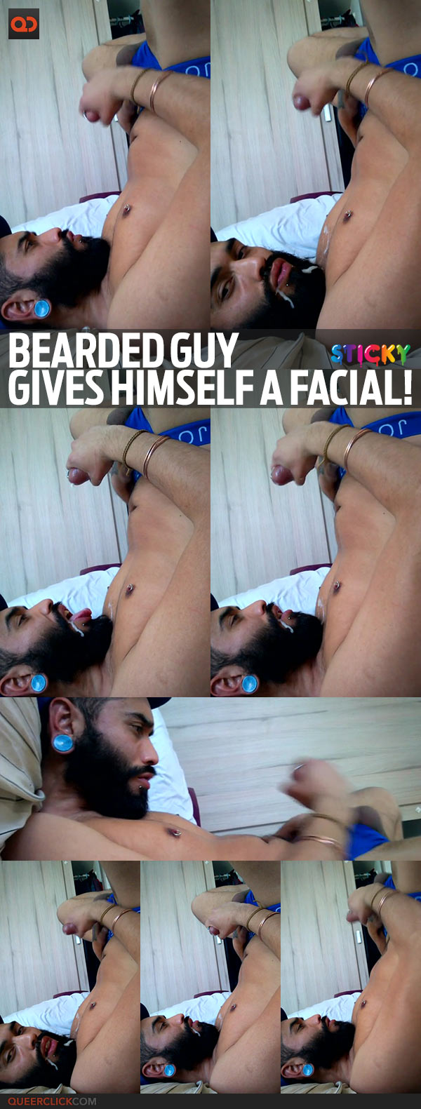 Bearded Guy Gives Himself A Facial!