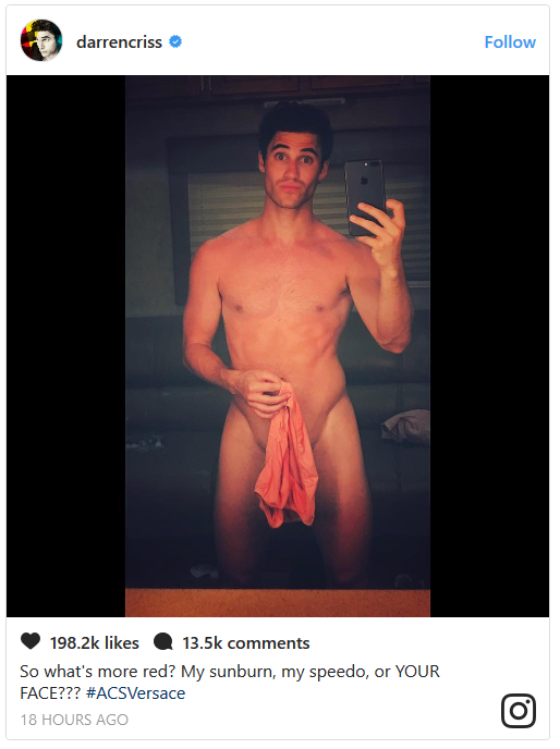 Queer Clicks: June 01, 2017 Darren Criss Just Shared A Naked Selfie And His...