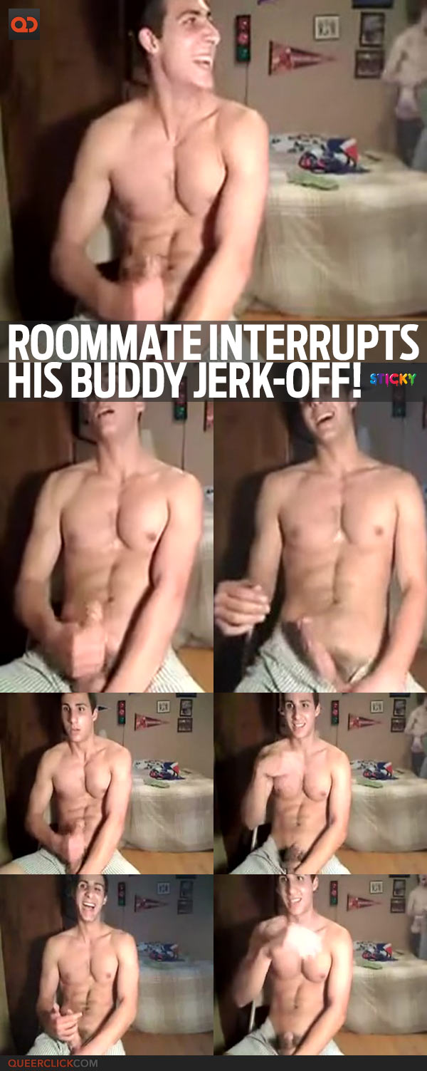 Roommate Interrupts His Buddy Jerk-Off!