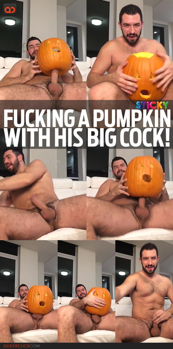 Fucking A Pumpkin With His Big Cock!