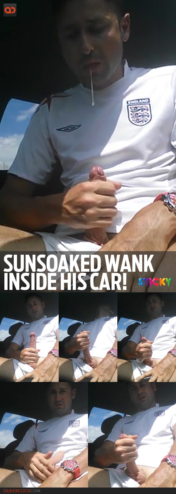Sun-Soaked Wank Inside His Car!