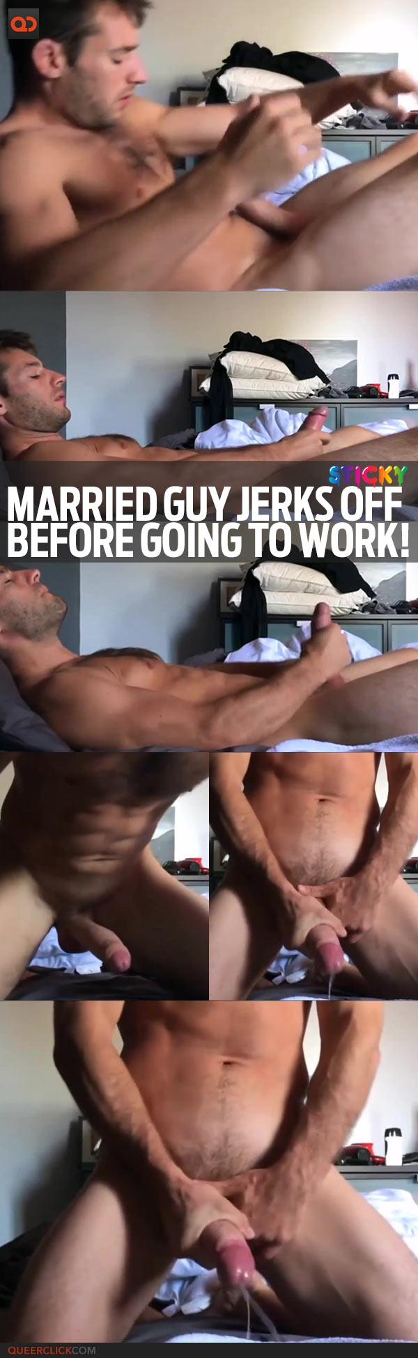 Married Guy Jerks Off Before Going To Work!