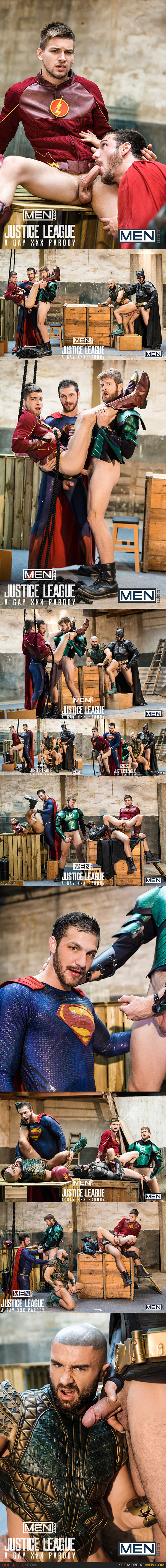 Men.com:  Justice League : A Gay XXX Parody Part 4 -Brandon Cody, Colby Keller, Francois Sagat, Johnny Rapid and Ryan Bones