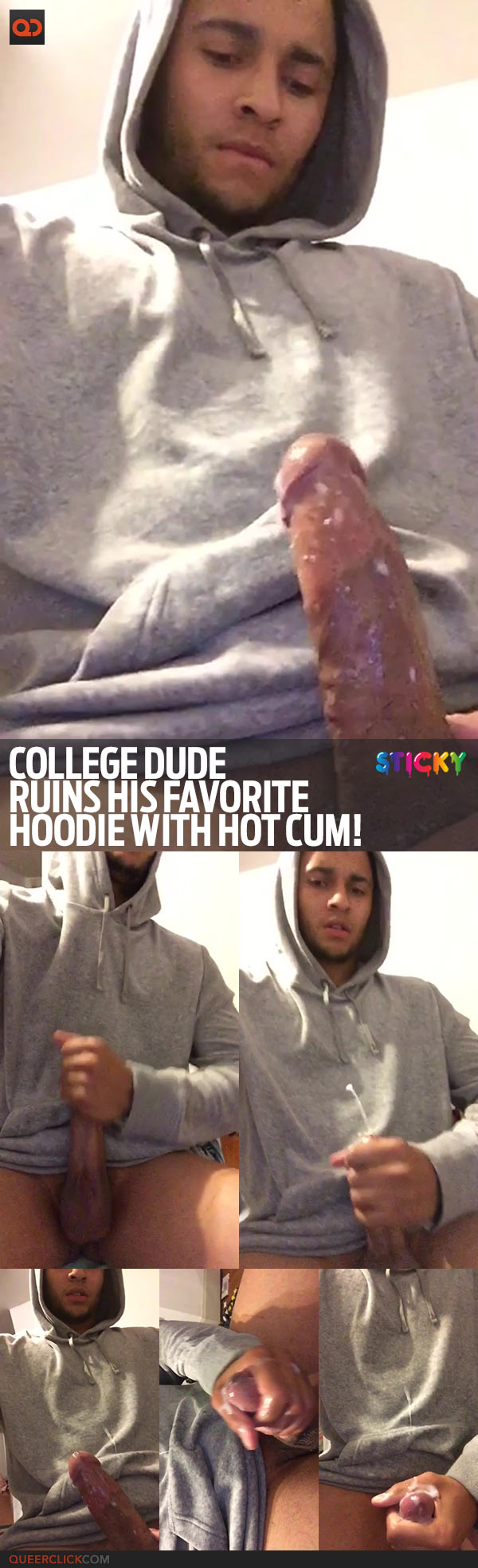  College Dude Ruins His Favorite Hoodie With Hot Cum!