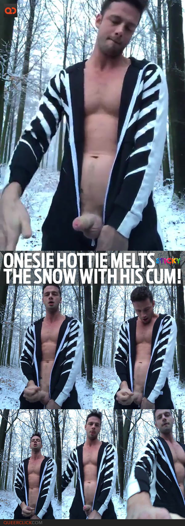 Onesie Hottie Melts The Snow With His Cum!