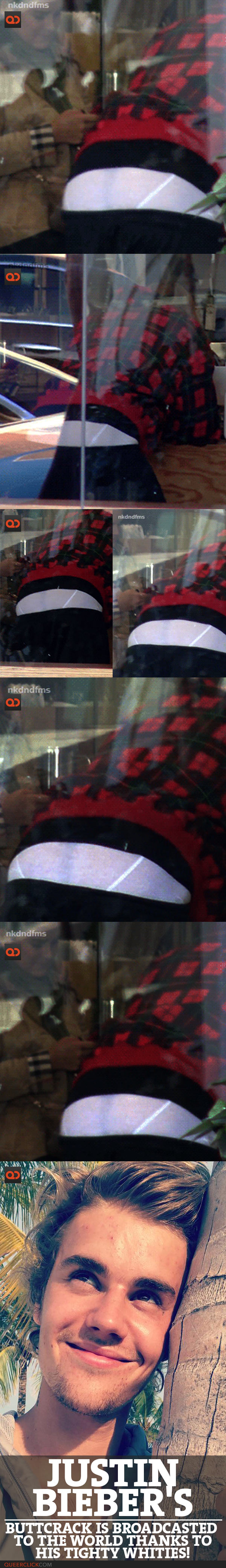 Justin Bieber's Buttcrack Is Broadcasted To The World Thanks To His Tighty Whities!