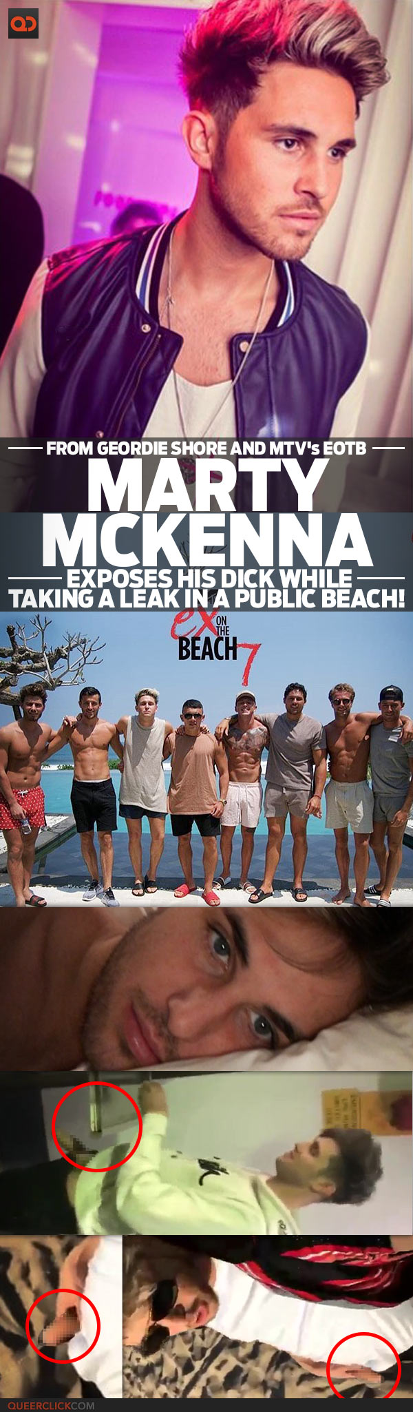 Marty McKenna, From Geordie Shore And EOTB, Exposes His Dick While Taking A Leak In A Public Beach!