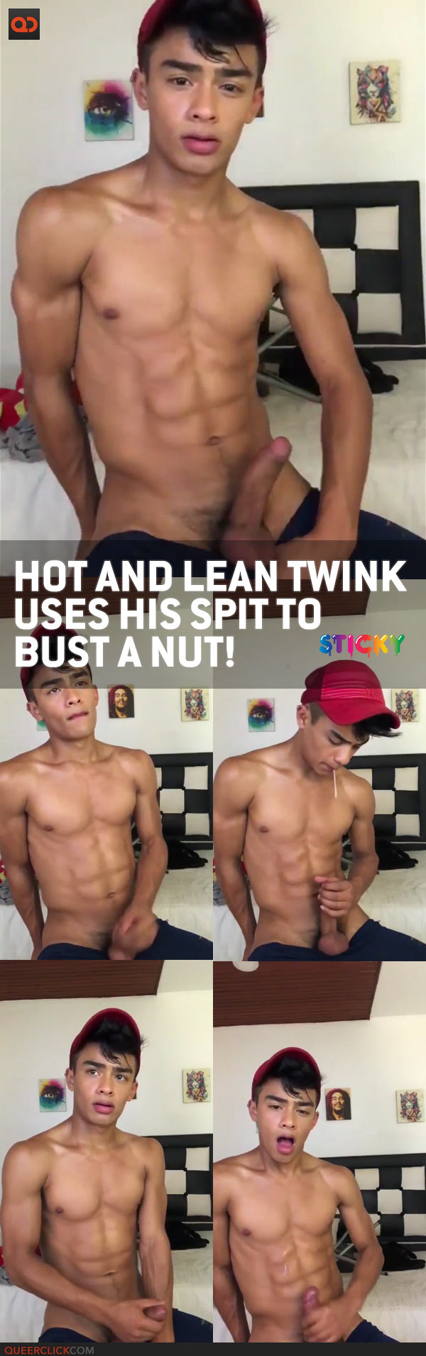 Hot And Lean Twink Uses His Spit To Bust A Nut!