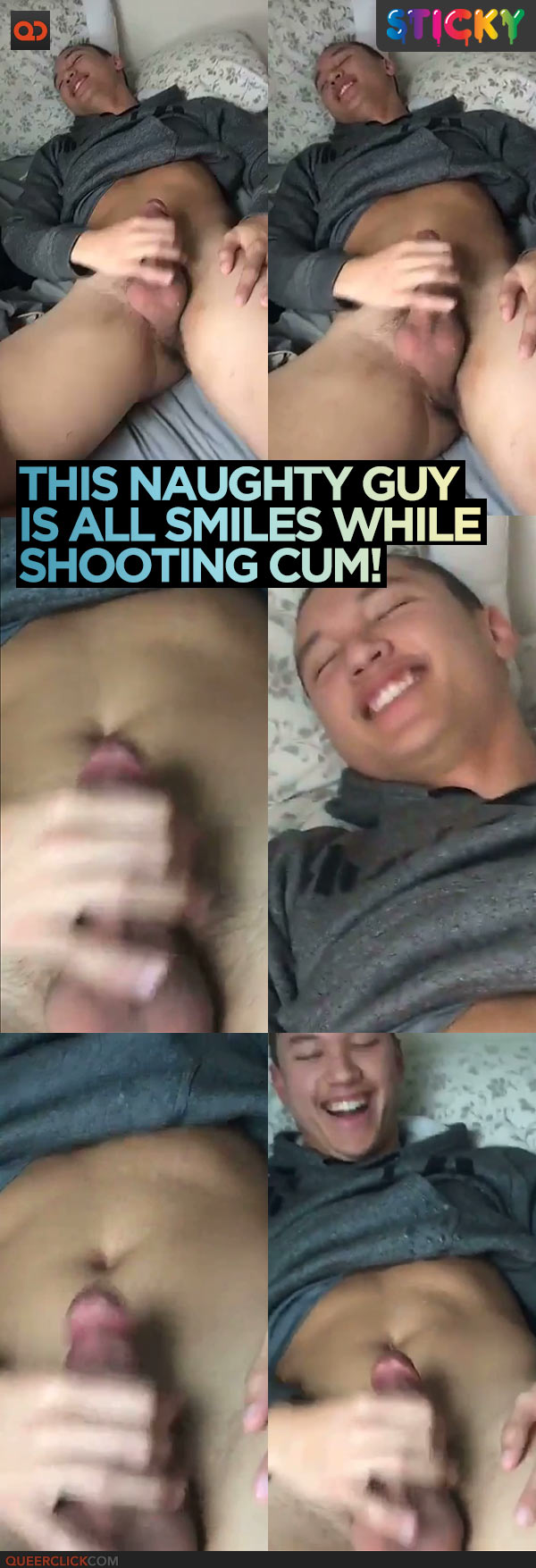 This Naughty Guy Is All Smiles While Shooting Cum!