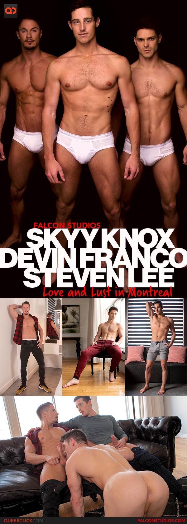 Falcon Studios: Skyy Knox, Devin Franco and Steven Lee -  Love and Lust in Montreal