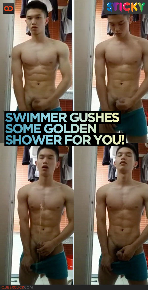 Swimmer Hunk Gushes Some Golden Shower For You!