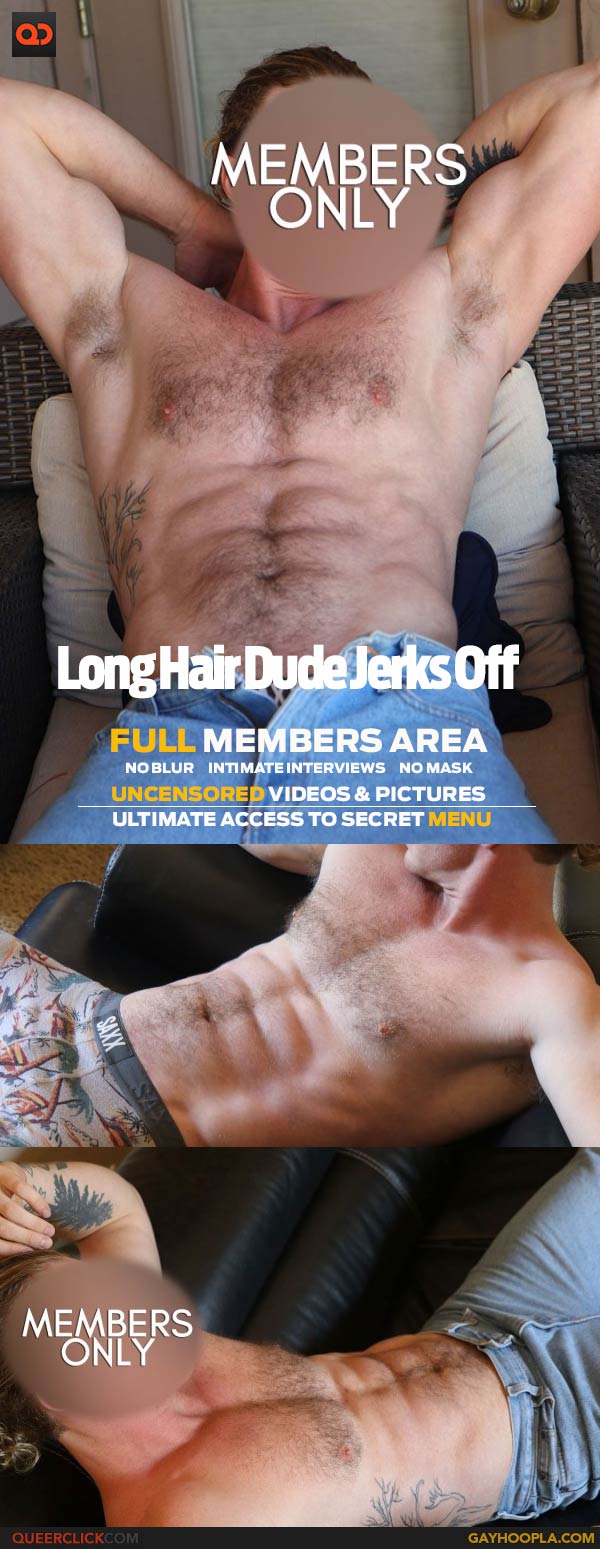 GayHoopla: Long Hair Dude Jerks off 