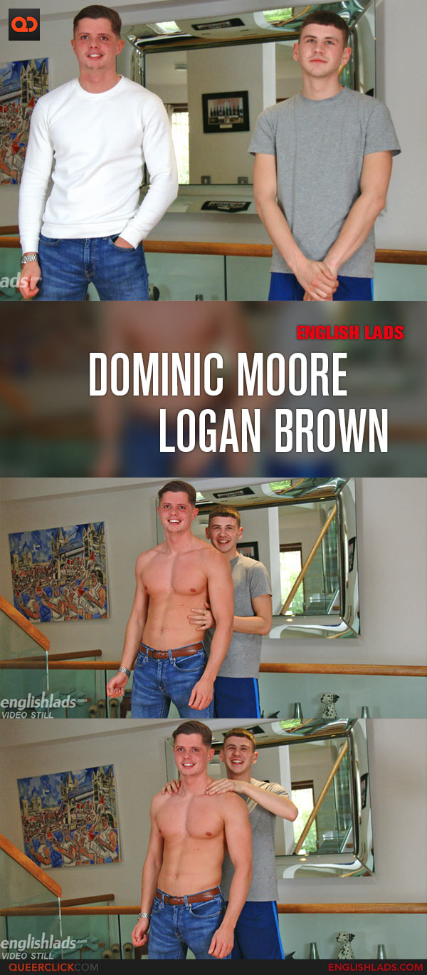 English Lads: Straight Muscular Hunk Logan Brown's first Man Suck and it's Young Pup Dominic Moore Blowing his Big Uncut Cock