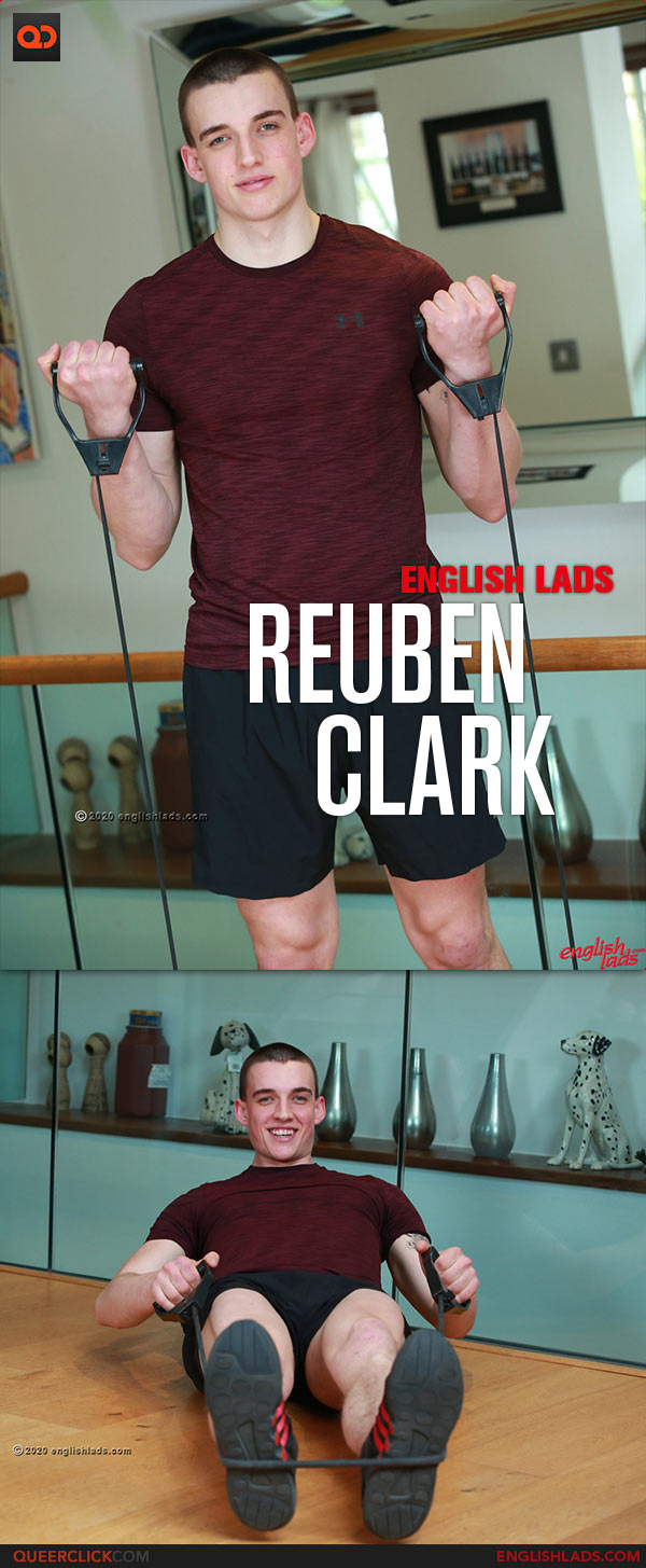 English Lads: Reuben Clark - Muscular Athlete Shows his Big Uncut Cock and Fires Cum Over his Shoulder