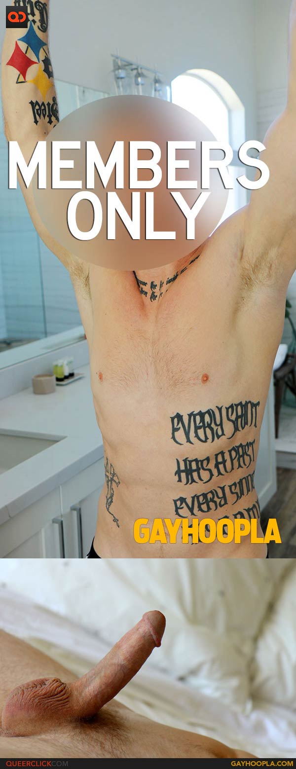 GayHoopla: Tattooed Dude Cums too Fast... 