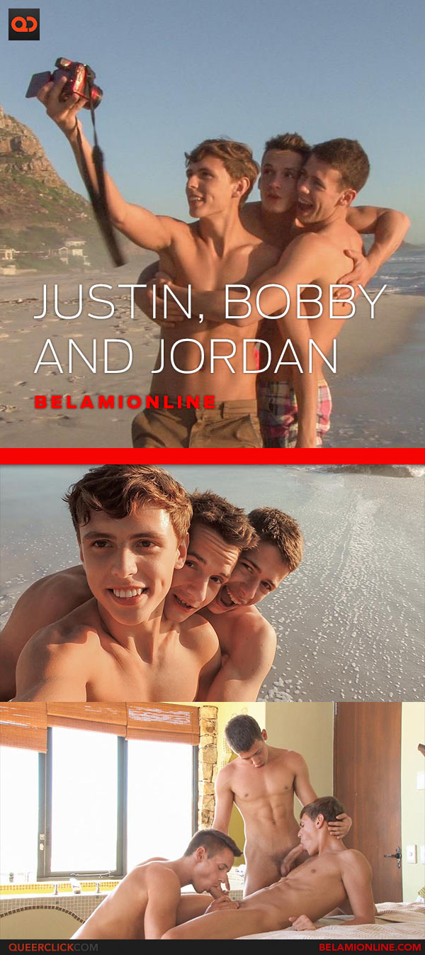 BelAmi Online: Justin Saradon, Bobby Noiret and Jordan Faris - Bareback Threesome