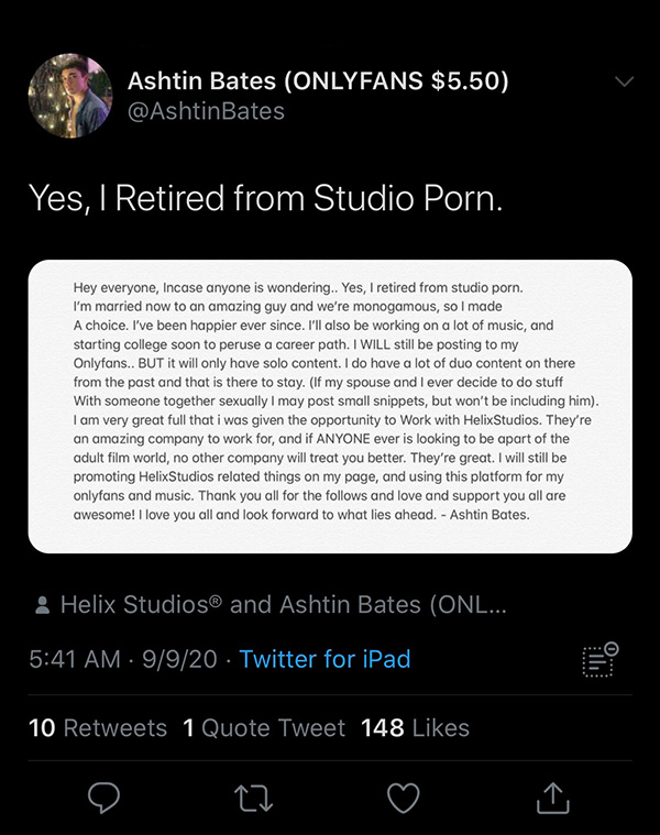 Ashtin Bates Retires From Studio Porn!