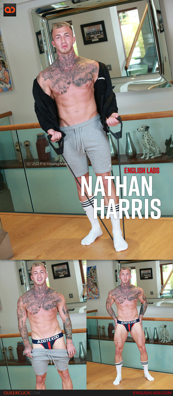 English Lads: Young Straight and Muscular Nathan Harris Shows off his Body and Wanks his Cock
