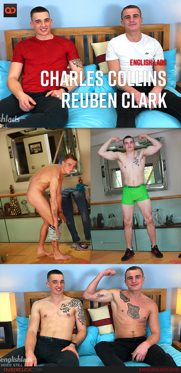 English Lads: Ex-Army Hunk Reuben Clark is Wanked by Another Guy and it's Muscular Charles Collins Playing with his Uncut Cock!