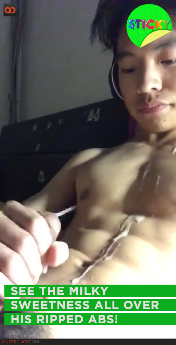 See The Milky Sweetness All Over His Ripped Abs!